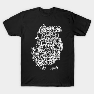 Family Line Drawing Art White Print T-Shirt